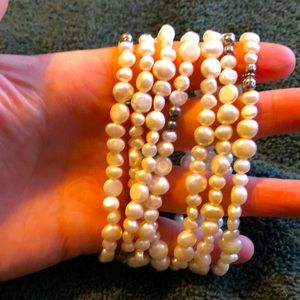 Freshwater pearl and sterling silver bracelet set